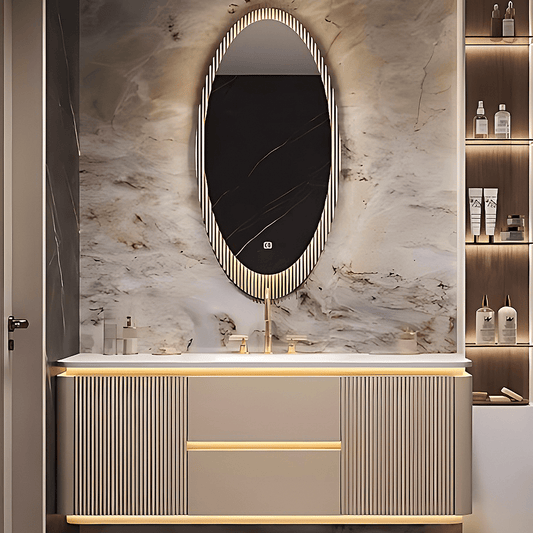 36"- 60" Luxury Bathroom Vanity with Single Sink & Lntelligent Defogging Mirror