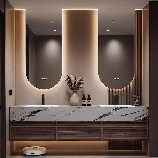 60"-96"Bathroom Vanity with Double Basin and Defogging Mirror