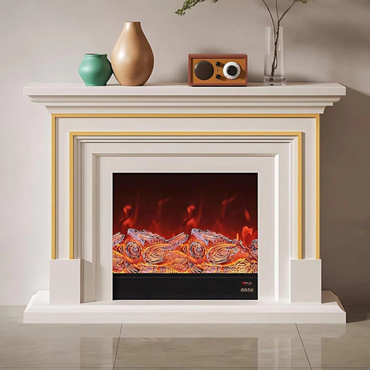 Aihm-Lon Simple Electric Fireplace with Golden line decoration 59”-95”