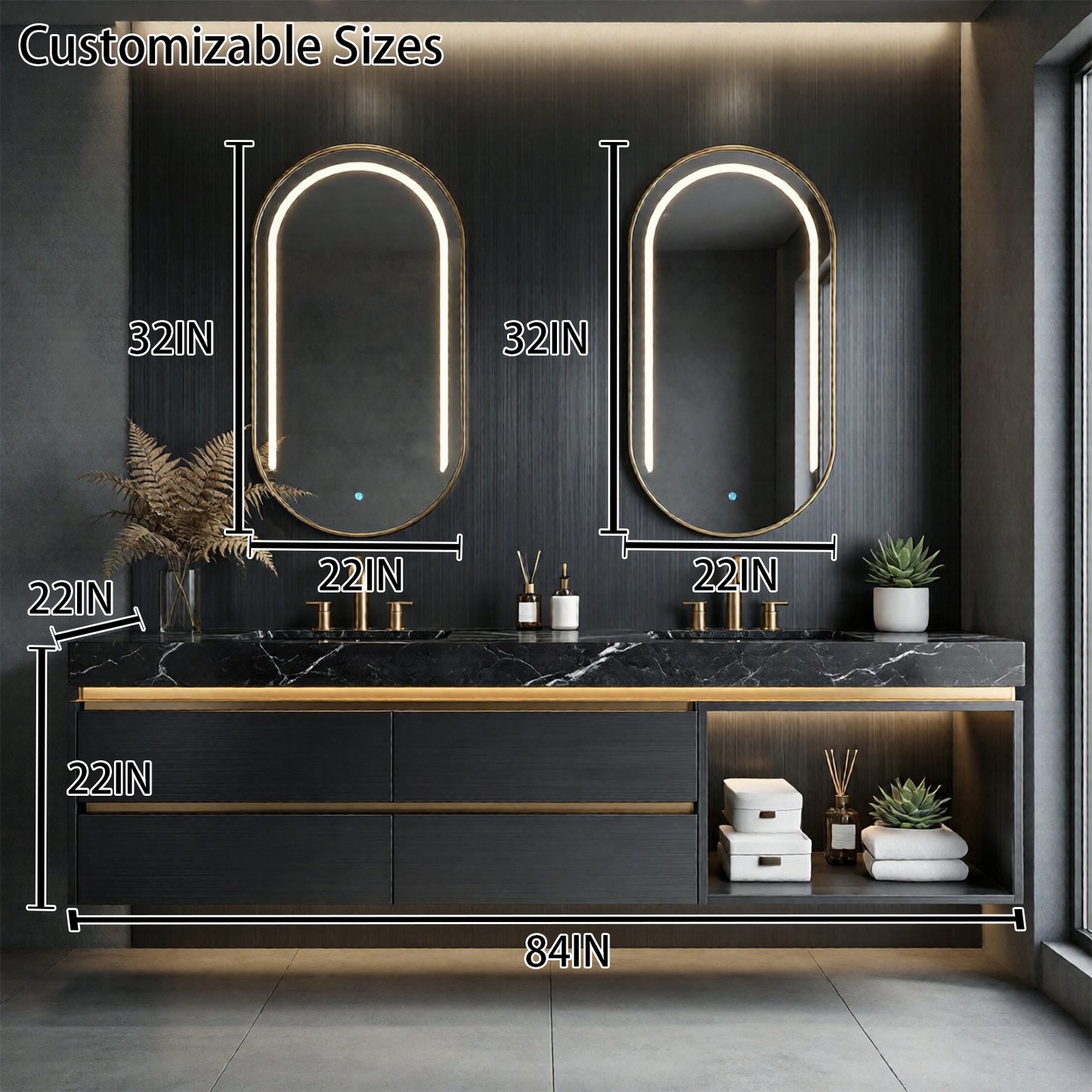 84'Double Sink Bathroom Vanity - Luxury Bathroom Vanities with Double Sink