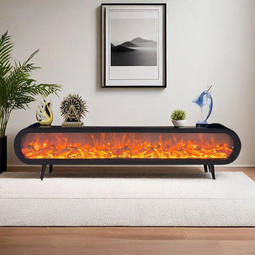 Aihm-Lon Indoor Electric Fireplace White Modern Style with Decorative Faux Flame 79”