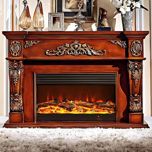 Aihm-Lon Luxury Electric Fireplace with Exquisite Carved Texture 71”