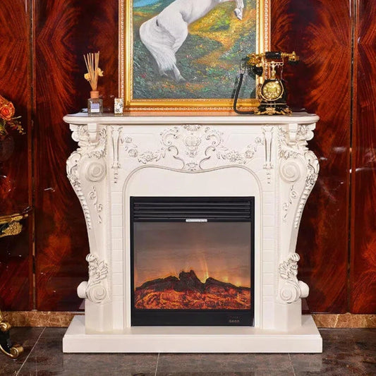 Aihm-Lon European Electric Fireplace Includes White 3D Carving 47”