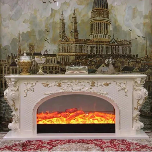 Aihm-Lon White Electric Fireplace with Luxury Arched Frame 71”