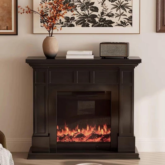Aihm-Lon Black Electric Fireplace Faux Flame 3D Texture 47”-59”