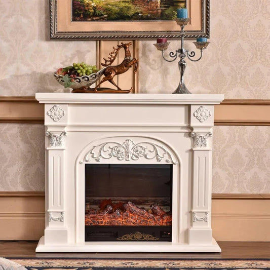 Aihm-Lon Electric Fireplace with Mantel Includes Modern Floral Carvings 47” – 59”