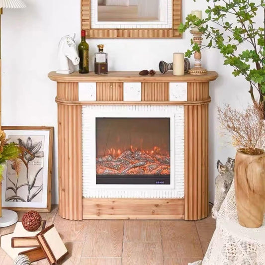 Aihm-Lon Brown Retro Electric Fireplace with Natural Texture 47”