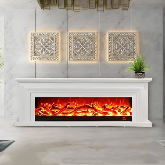 Aihm-Lon Minimalist Electric Fireplace with Realistic Flame Large Countertop 71”-79”