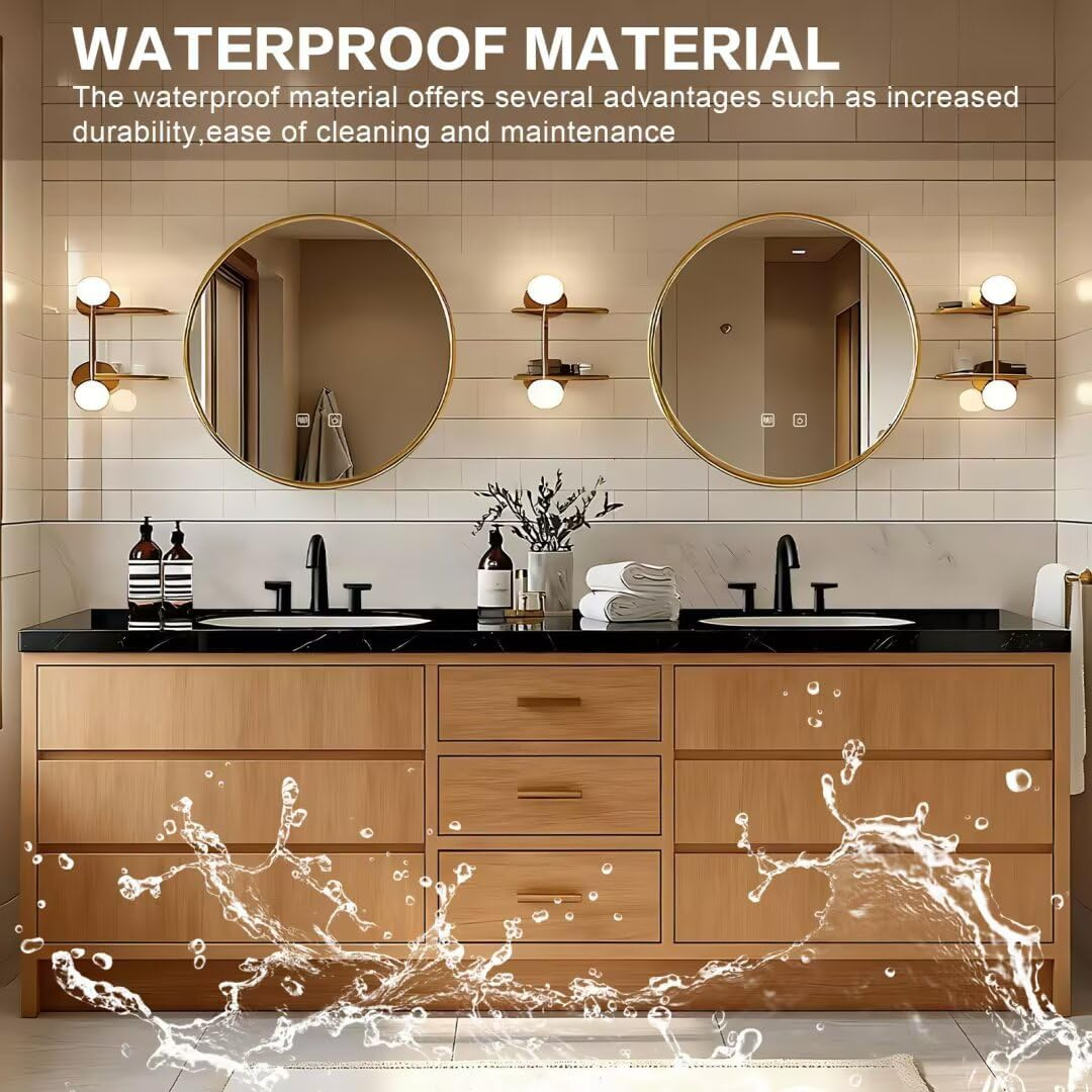 70" Double Sink Bathroom Vanity with Freestanding Includes Wood Grain Cabinet
