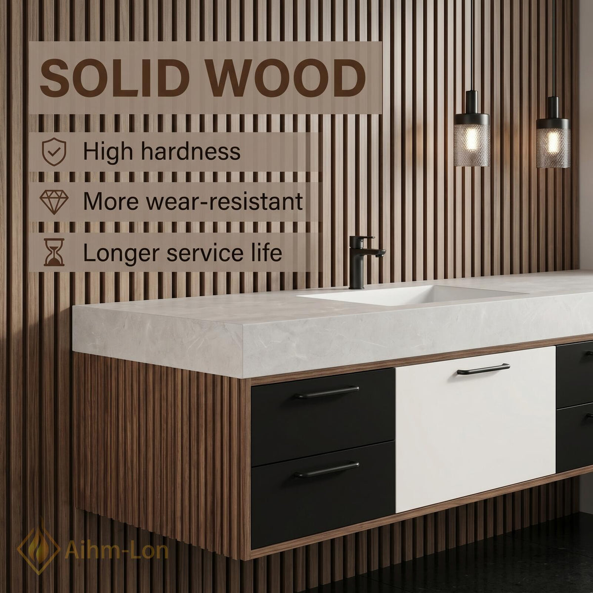 60''-96'' Double Bathroom Vanity with Sink Floating Matte White Finish Open Shelving