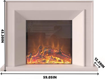 Aihm-Lon White Electric Fireplace Minimalist Line Design 47”-71”