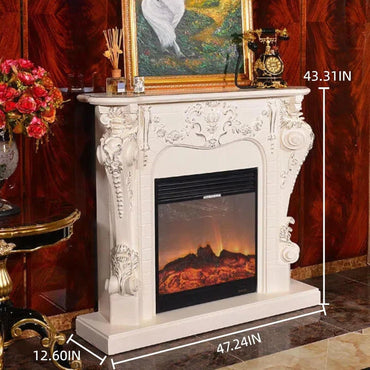 Aihm-Lon European Electric Fireplace Includes White 3D Carving 47”