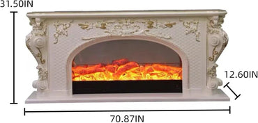 Aihm-Lon Electric Fireplace Includes 3D Texture with White Luxury Arched Frame 71”
