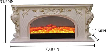 Aihm-Lon White Electric Fireplace with Luxury Arched Frame 71”