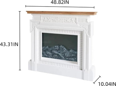 Aihm-Lon White Indoor Electric Fireplace with Retro Engraving 49”
