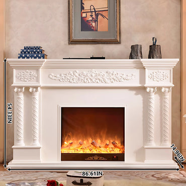 Aihm-Lon Freestanding Electric Fireplace Includes Modern Flower Carving 87”