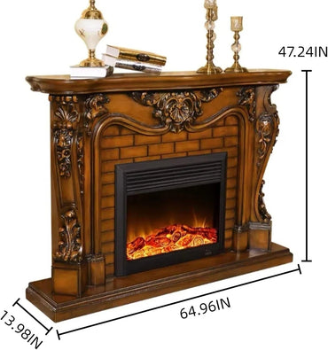 Aihm-Lon Electric Fireplace Brown Faux Chimenea TV Stand 65”