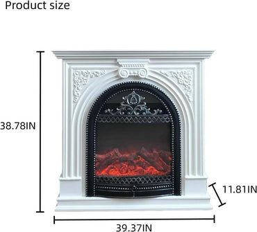 Aihm-Lon White Electric Fireplace with Vintage Hollow Birdcage 39”