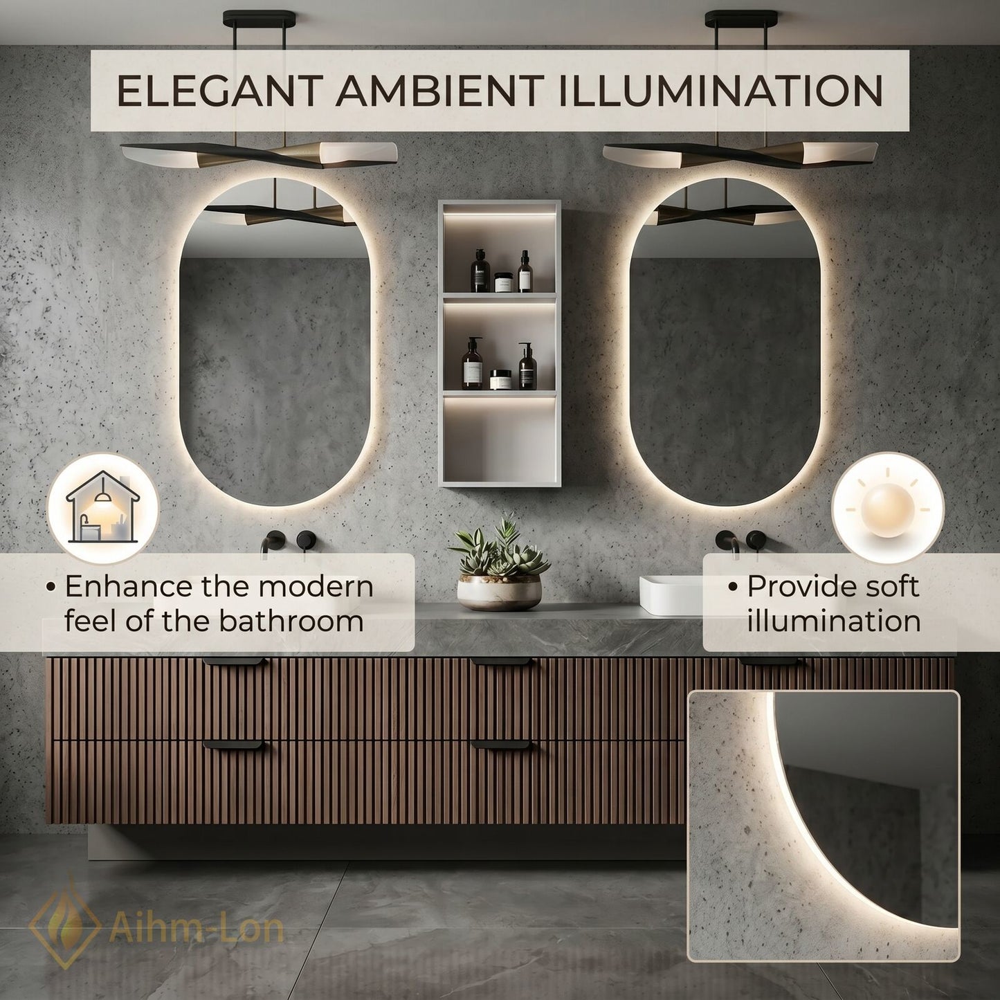 60''-96'' Double Bathroom Vanity with Sink Modern Open-Shelving Vertical Slat Paneling Dark