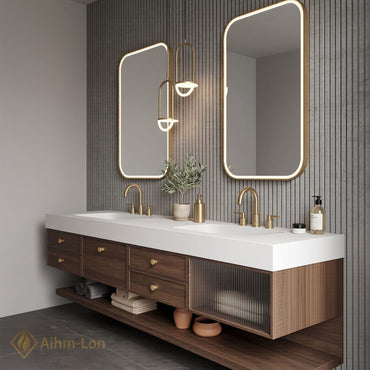 70''-96'' Double Bathroom Vanity with Sink Floating Solid-Wood Elegant Wide Top Frameless