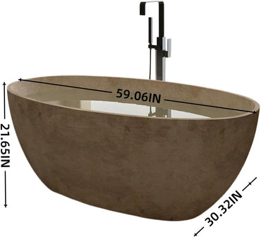 Aihm-Lon Freestanding Bathtubs - Modern Bathtub with Natural Beige Finish