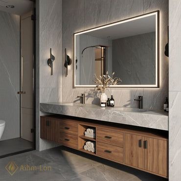 60''-96'' Double Bathroom Vanity with Sink Floating Storage Drawers Large Marble Modern