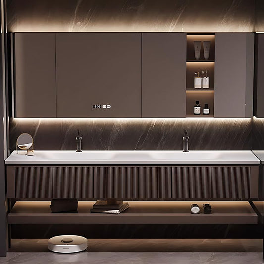 52"-96"Modern Solid Wood Bathroom Vanity ,Smart Defog Mirror