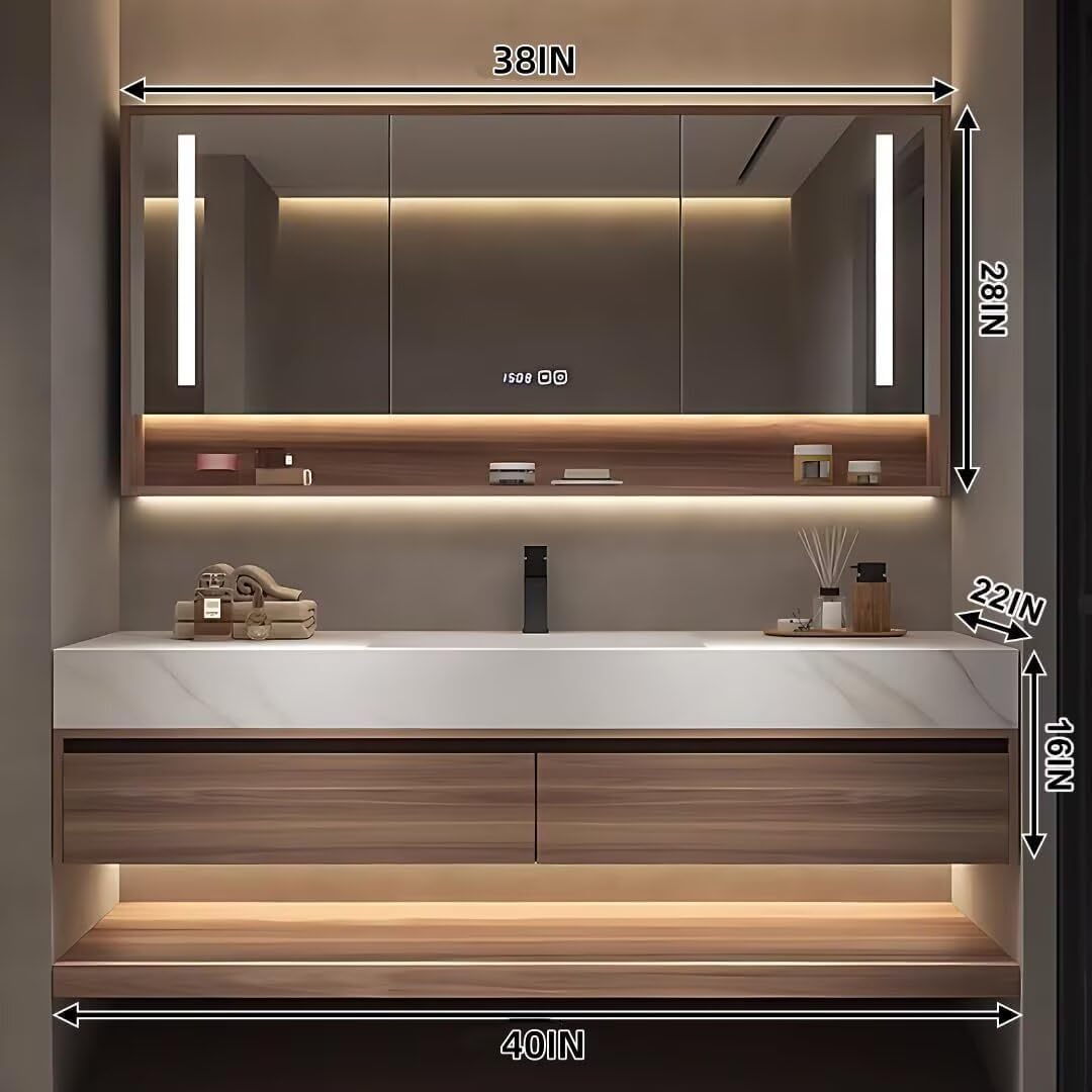 52"40"Luxury Bathroom Vanity with Sink (Wood Grain Color Modern Style)