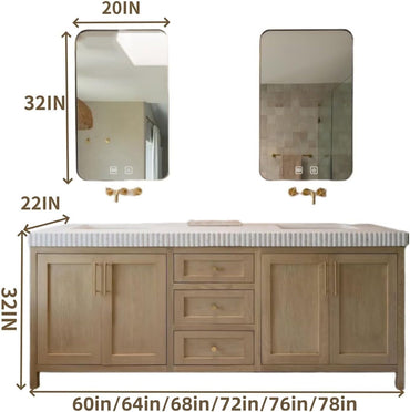 60"-96"Modern Bathroom Vanity with Double Sinks (Rustic Log Style)