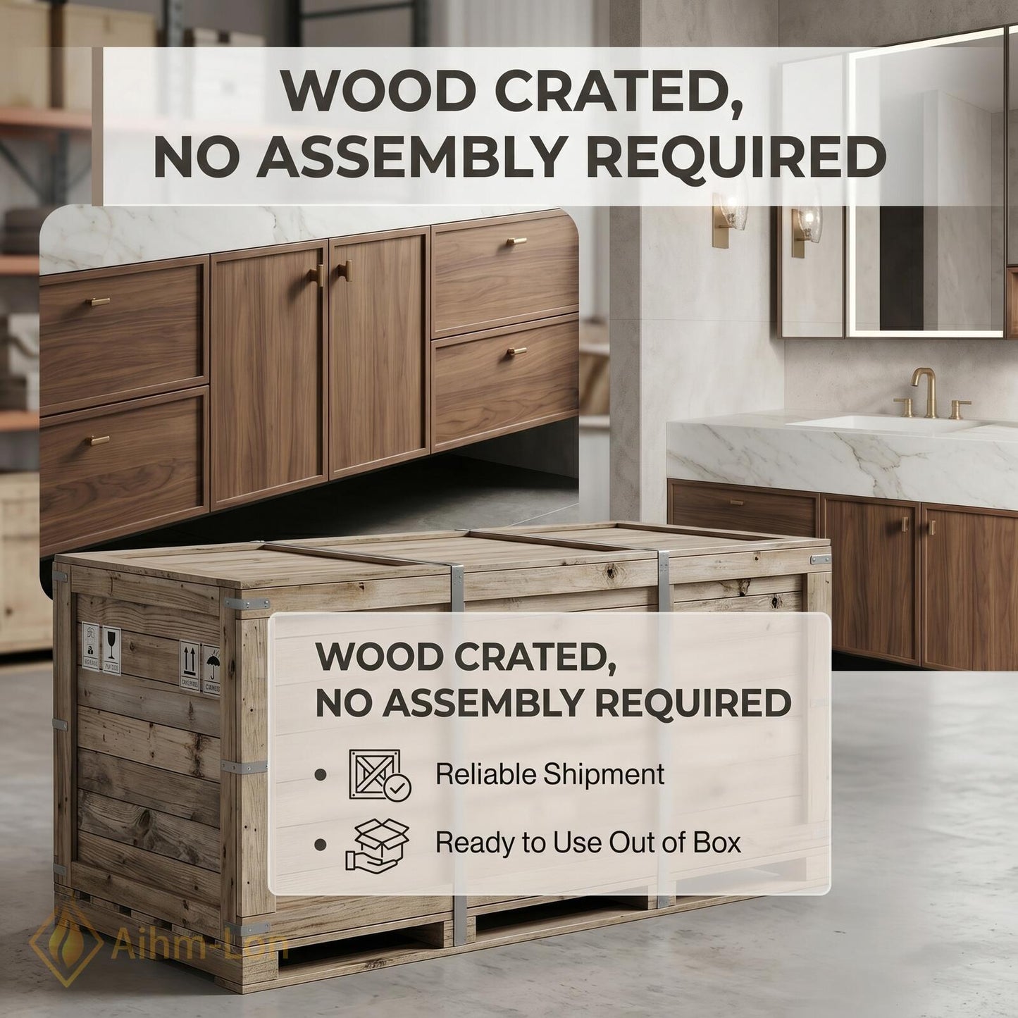 76''-96'' Double Bathroom Vanity with Sink Natural Wood Grain Center Open Shelving