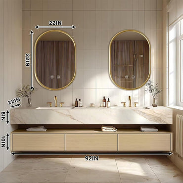 92"Floating Bathroom Vanity with Double Sinks Includes Log Style Cabinet