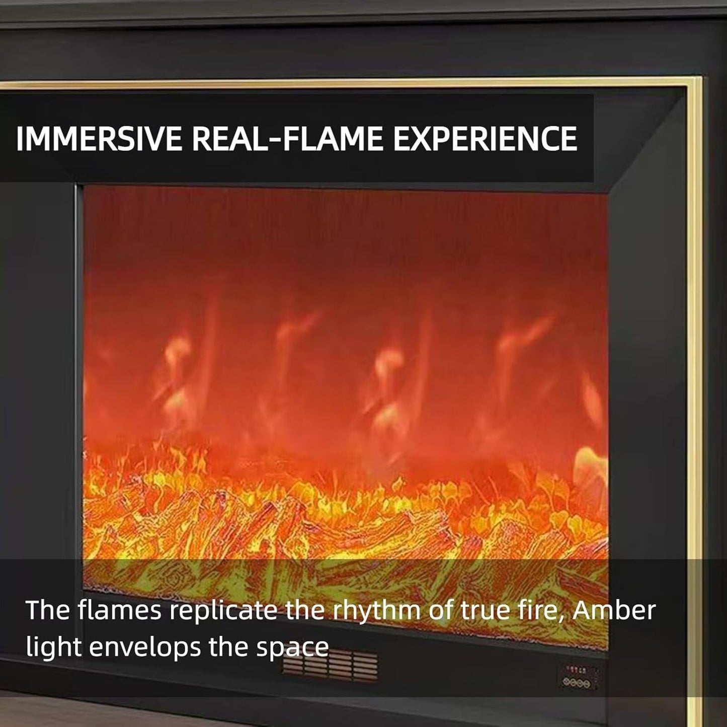 Aihm-Lon Electric Fireplace Luxury Golden Stripe Design 47”-86”