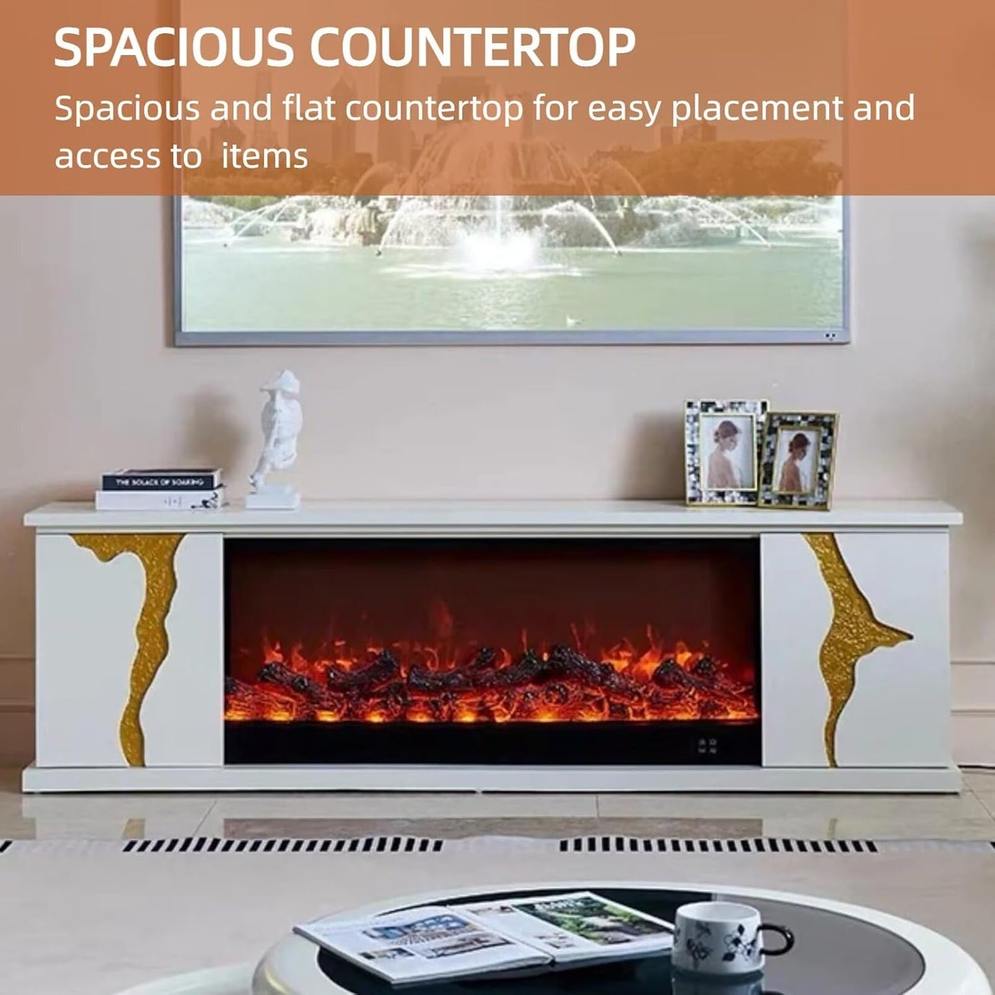 Aihm-Lon Freestanding Electric Fireplace Artistic Crack Design 79”