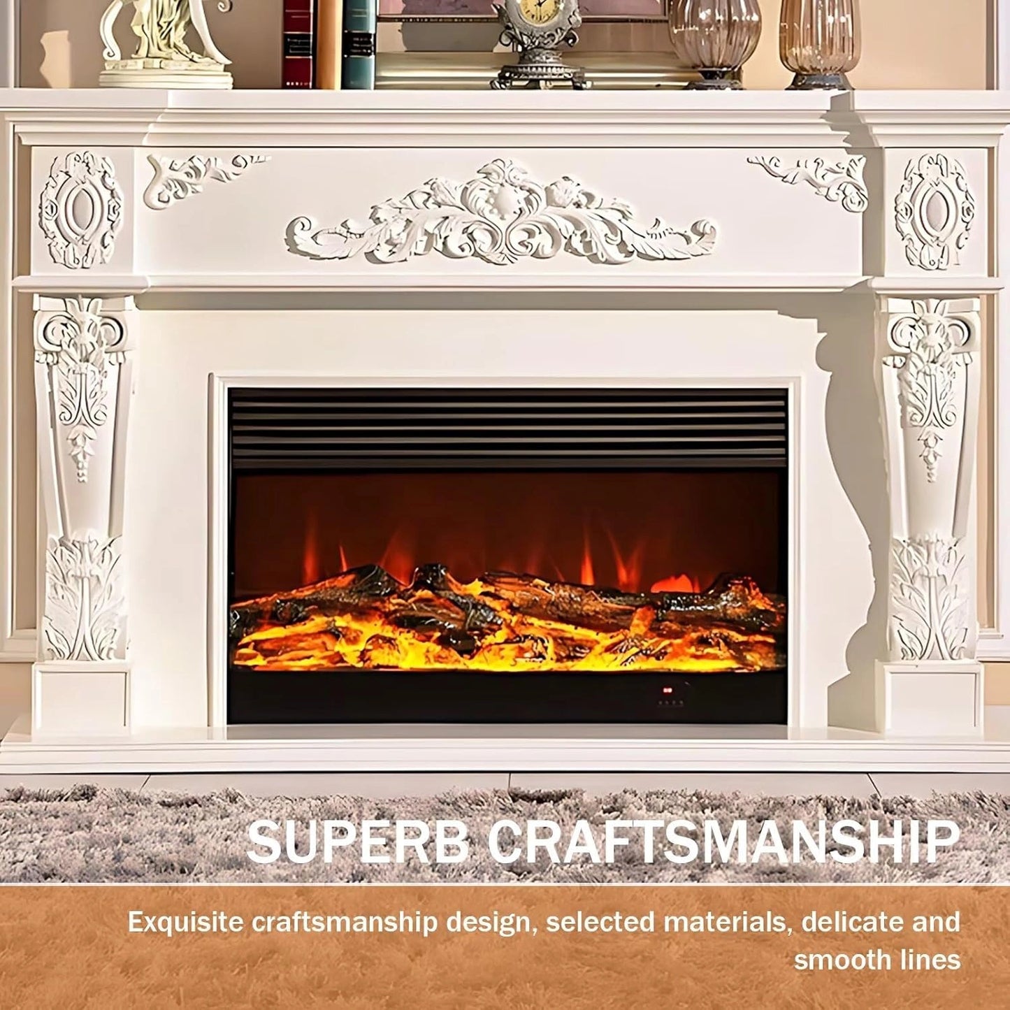 Aihm-Lon Luxury Electric Fireplace with Exquisite Carved Texture 71”