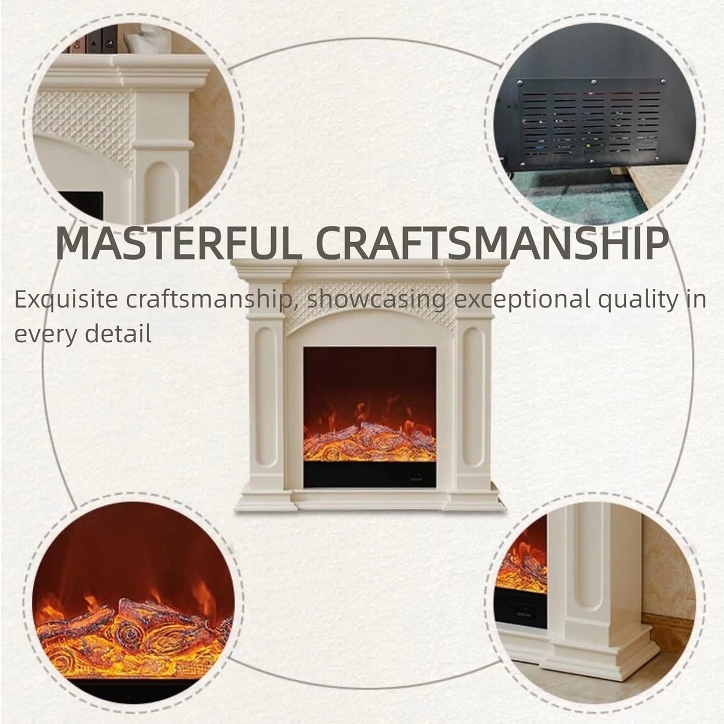 Aihm-Lon Simple Electric Fireplace Includes Diamond Pattern & Curved Frame 47”