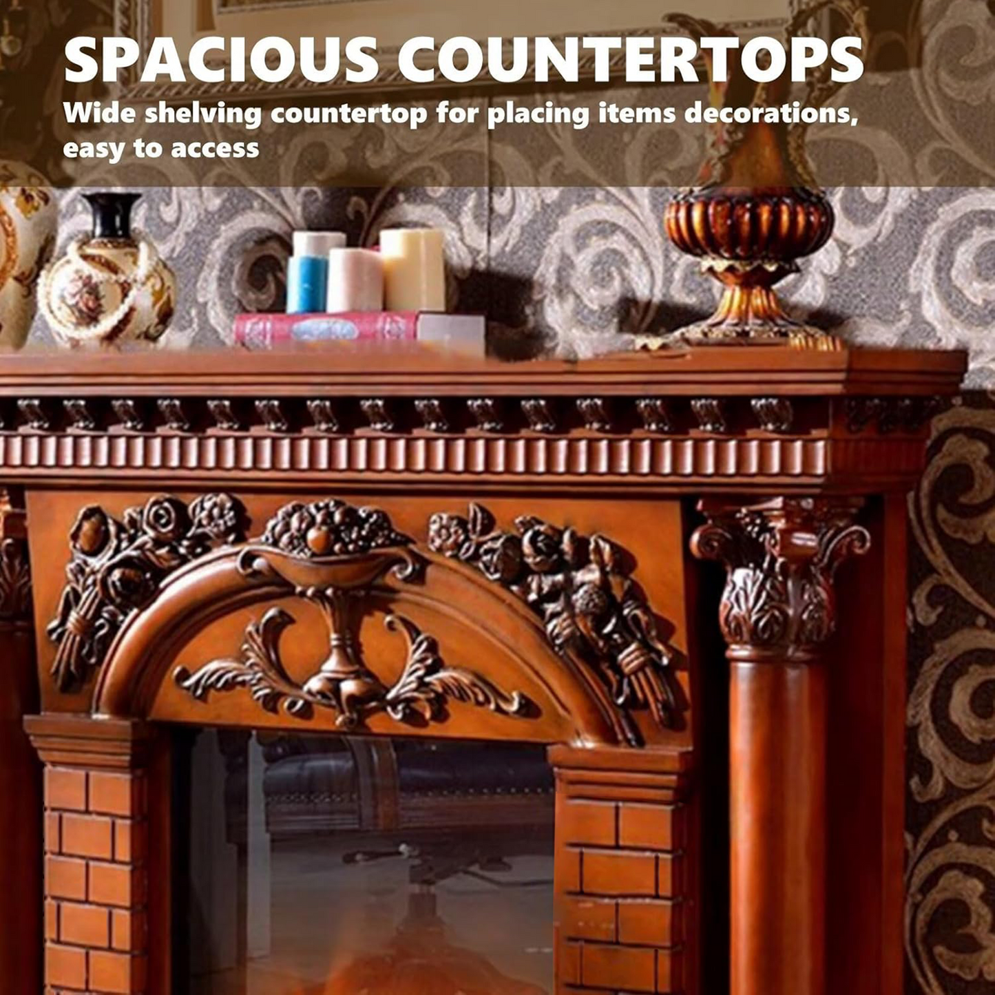 Aihm-Lon Electric Fireplace Heater with Unique Roman Column Design