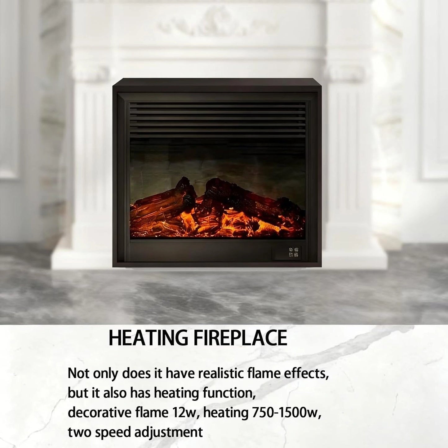 Aihm-Lon Elegant Electric Fireplace Includes White Modern Carvings 47”-71”