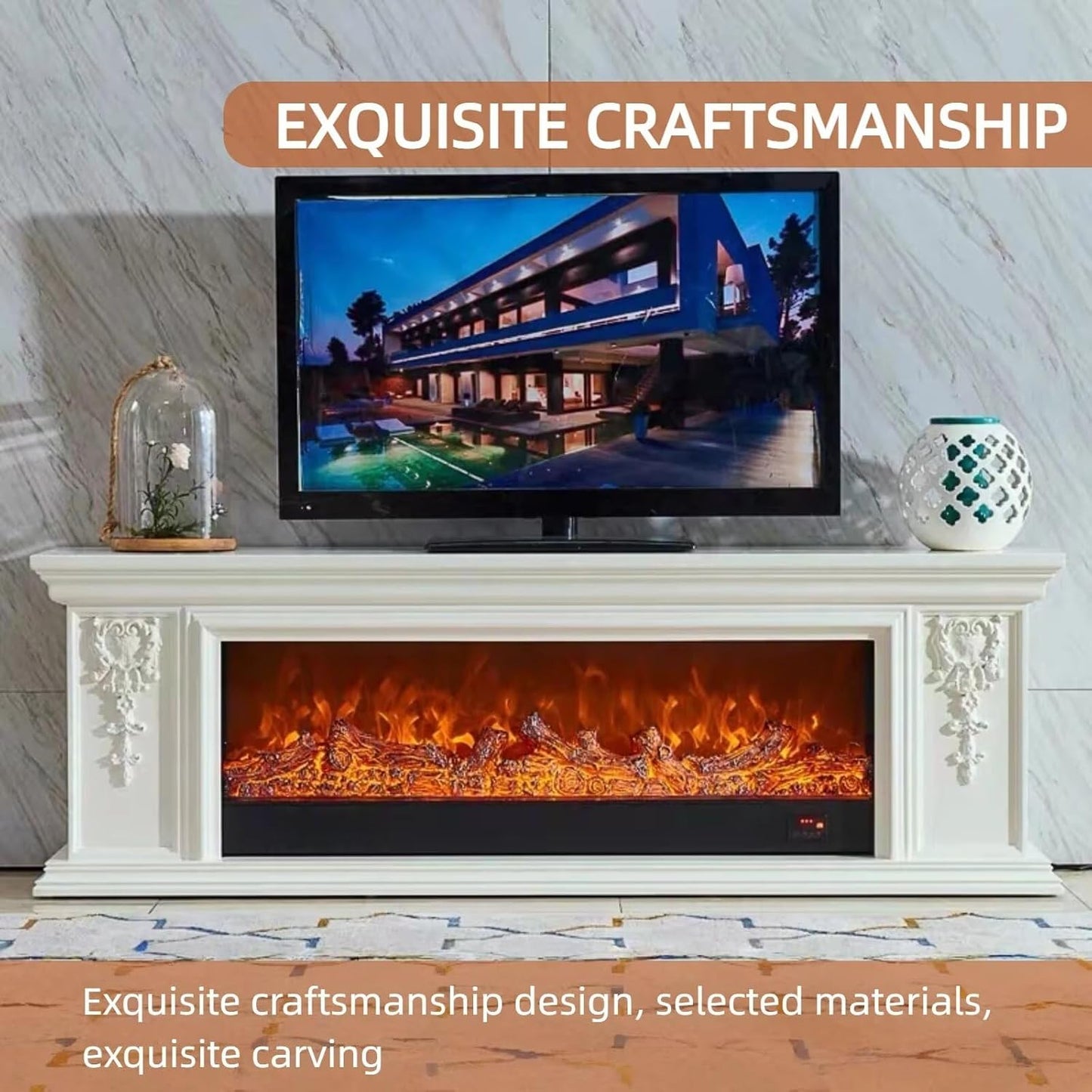 Aihm-Lon Minimalist Electric Fireplace 3D Carving 71”