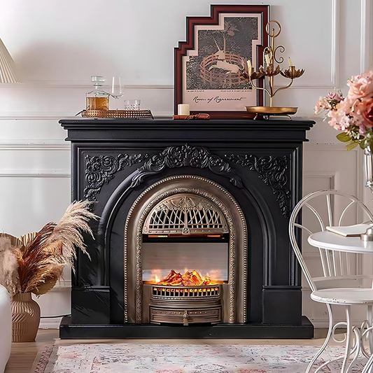 Aihm-Lon Electric Fireplace with Mantel Includes Cage Shaped Firebox