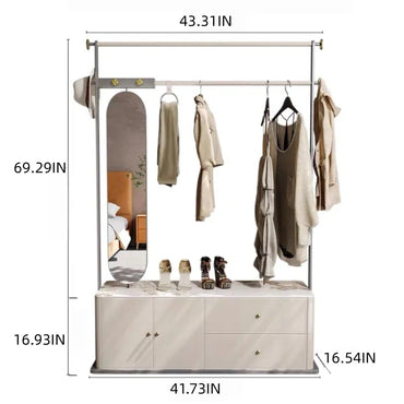 Aihm-Lon Luxurious Clothes Rack with Textured Countertop&Dressing Mirror 43’’