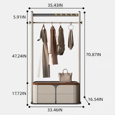 Aihm-Lon Laundry Clothes Racks for Hanging Clothes&Curved Leather Drawers 35’’