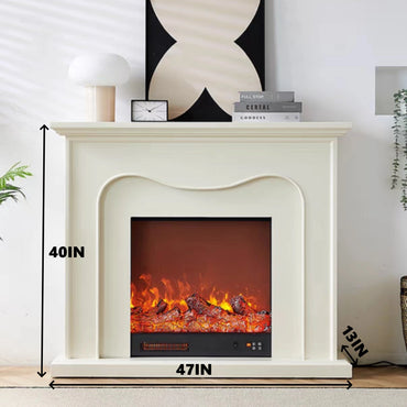 Aihm-Lon White Electric Fireplace Simple Curved Design Lines 47”