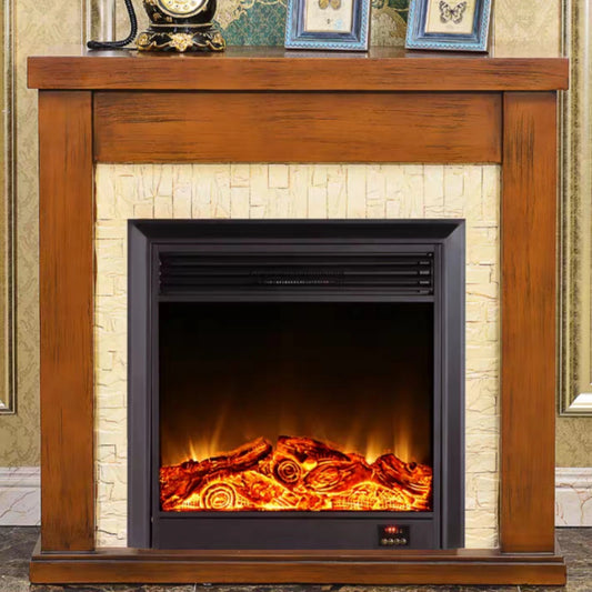 Aihm-Lon Retro Minimalist Electric Fireplace Solid Wood Base 39”
