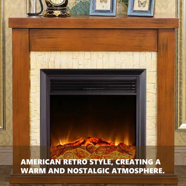 Aihm-Lon Retro Minimalist Electric Fireplace Solid Wood Base 39”
