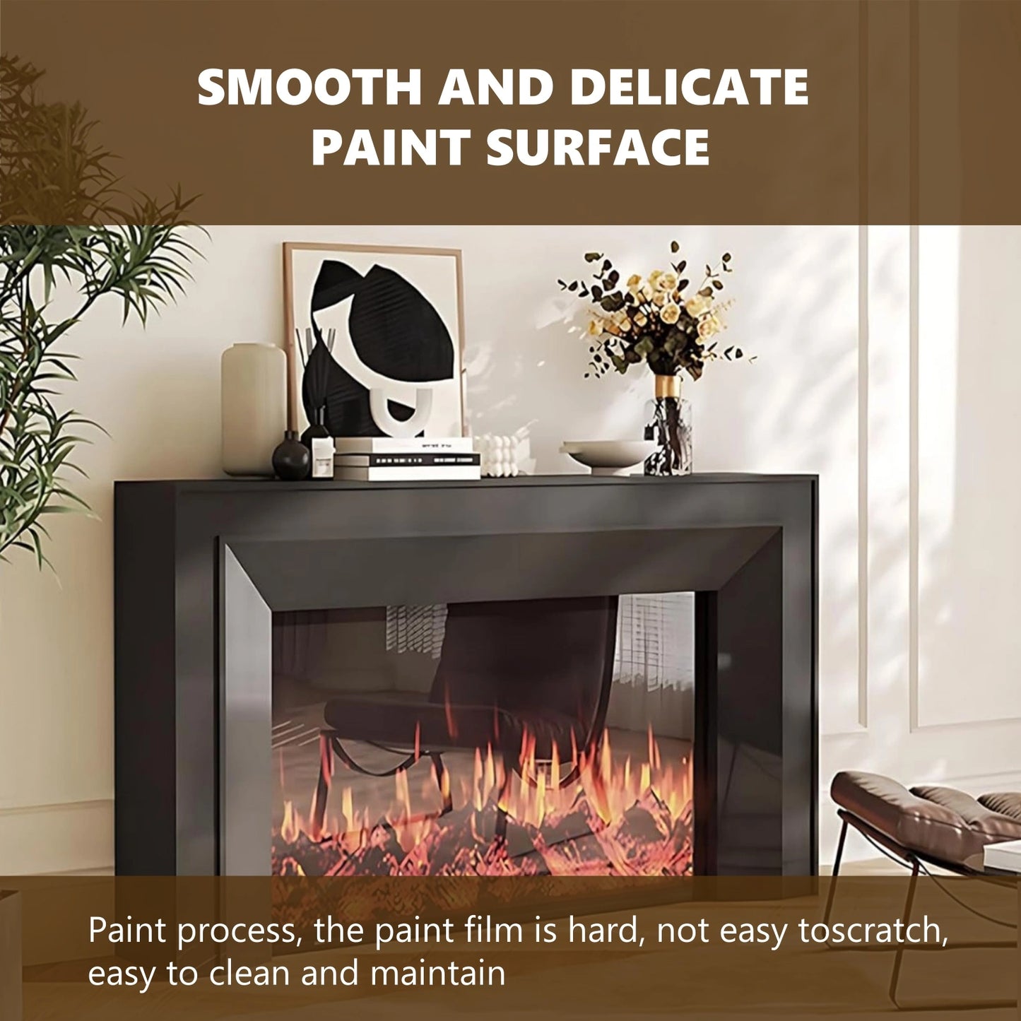 Aihm-Lon Electric Fireplace Includes Realistic Flame Display and Heating Function 47”-71”