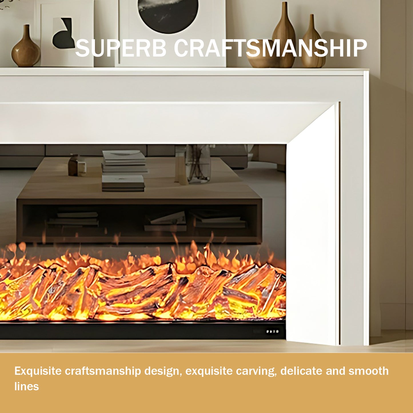 Aihm-Lon White Freestanding Electric Fireplace 59.05"