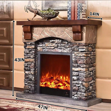 Aihm-Lon Decorative Fireplace with Mantel Includes Decorative Flame Display 47"-56"