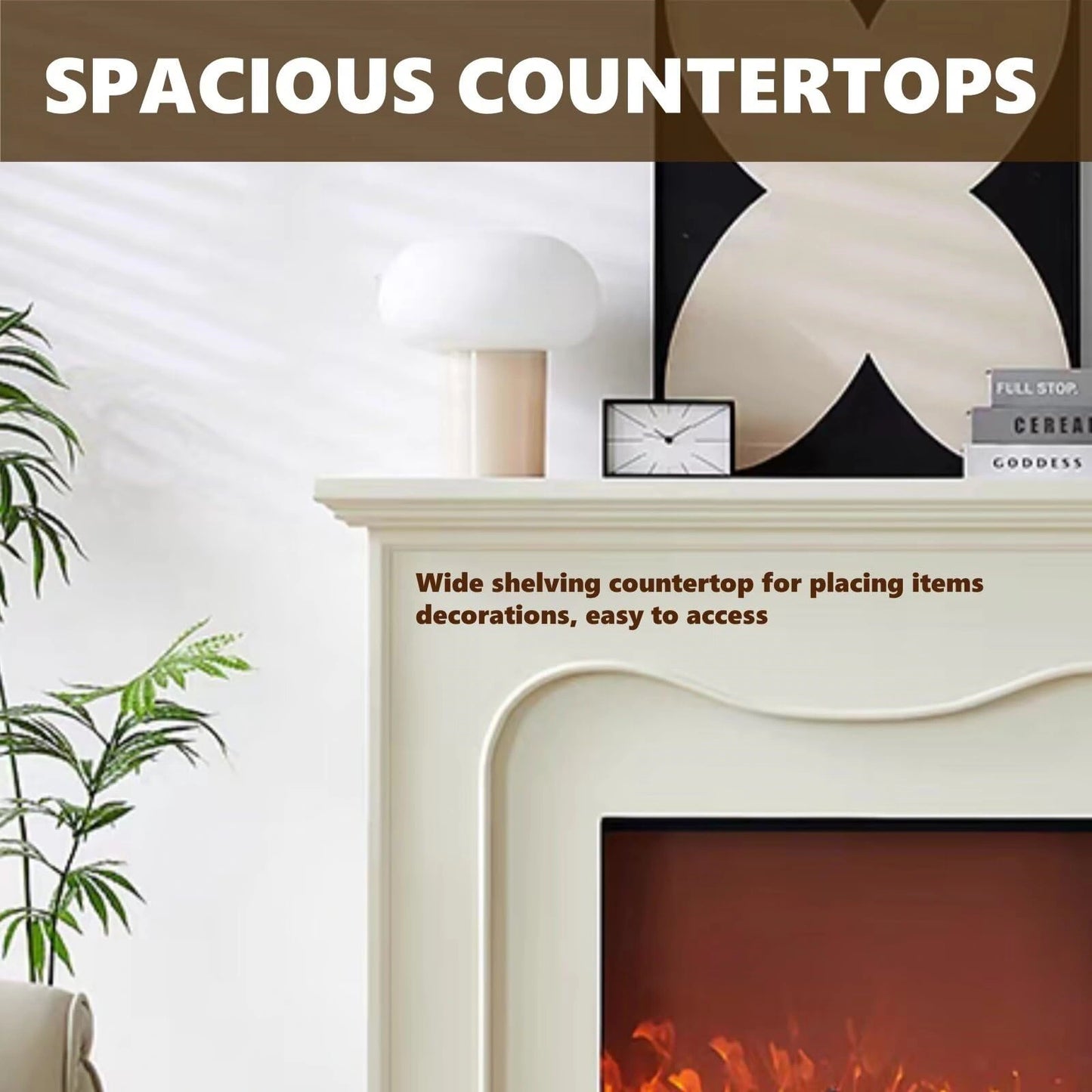 Aihm-Lon Electric Fireplace Heater with LED Ambient Light 47"