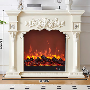 Aihm-Lon White Decorative Electric Fireplace with Simulated Flame 39.91"-47.24"