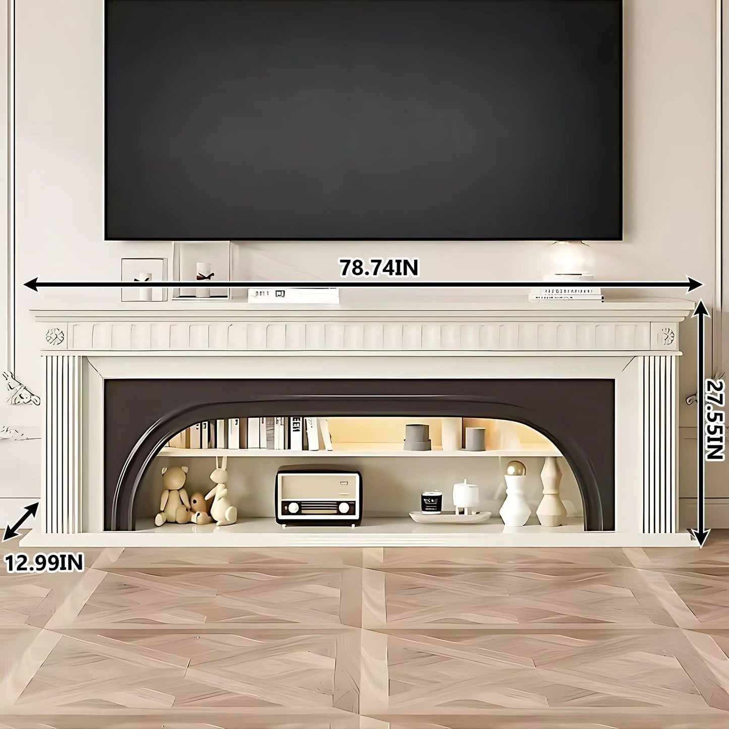 Aihm-Lon Decorative Electric Fireplace with Arched Door and Shelves 59"-79"